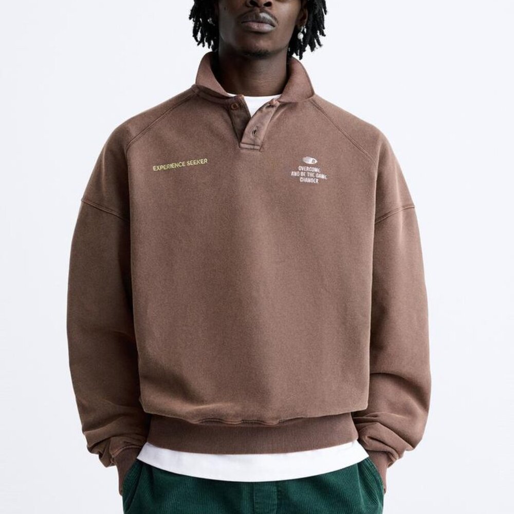 Zara EMBROIDERED TEXT POLO